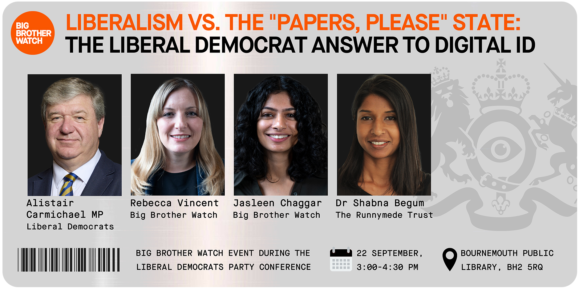Invitation to Big Brother Watch event during Liberal Democrats Party Conference