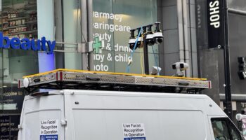 Facial recognition cameras on top of police van