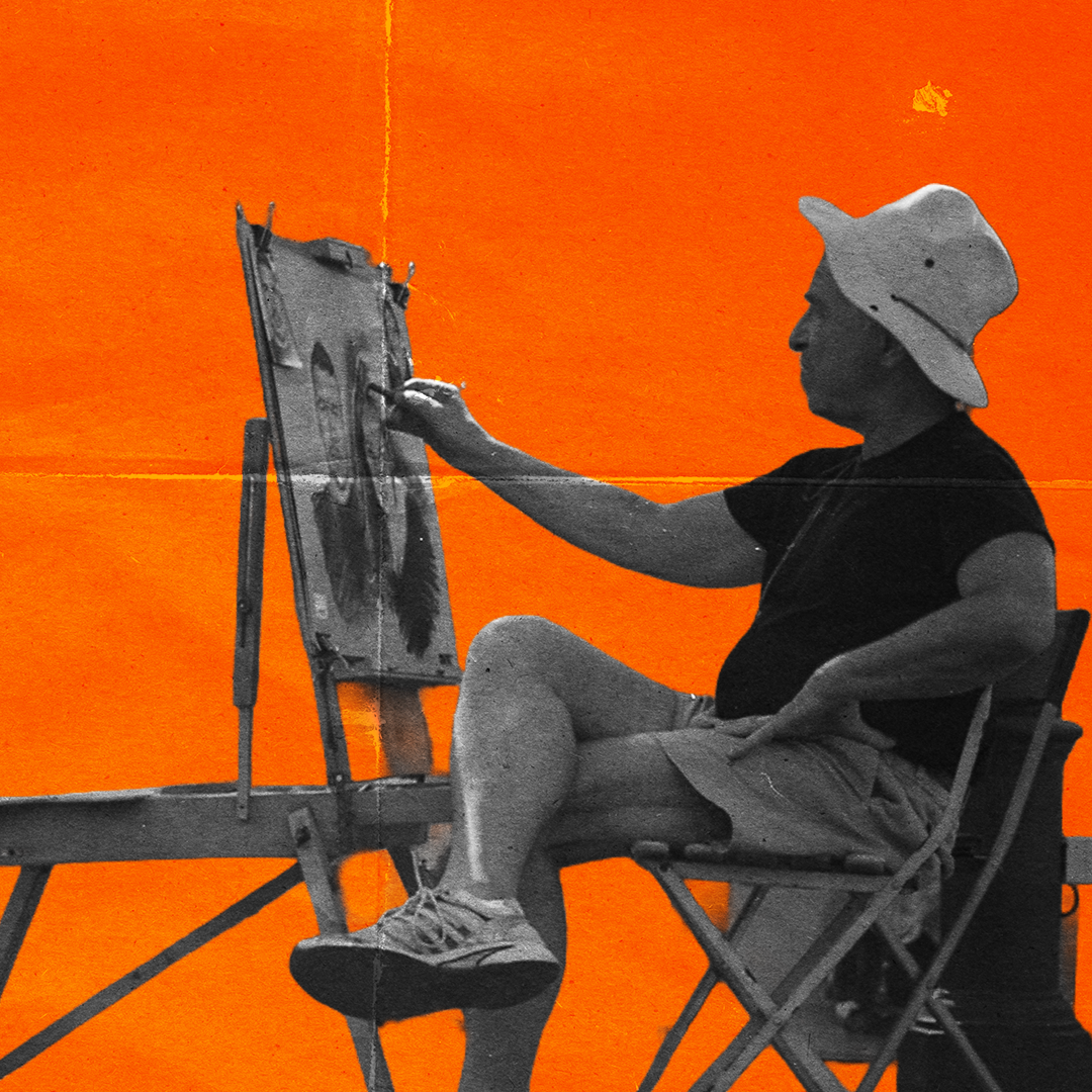 Man drawing a portrait